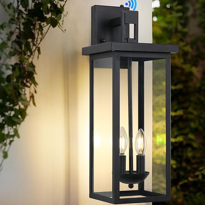 Large Exterior Lighting Fixtures Modern Wall LanternOutdoor Wall Lights with Clear Glass ShadeOutdoor Lamps for Patio PorchWaterproof Outside Exterior LightsDusk to Dawn 22IN-1 Pack