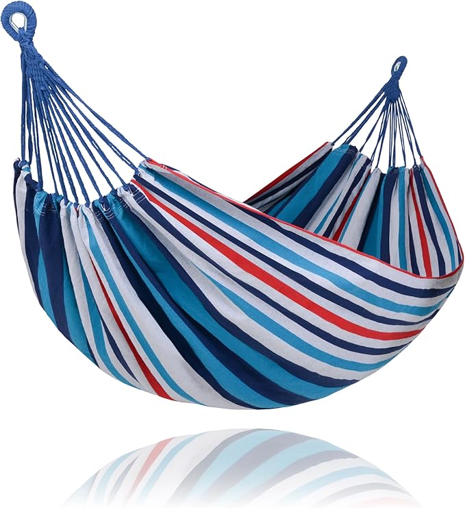 SUNCREAT Hammocks for Outside Portable Heavy Duty Tree Hammock Ocean Stripes