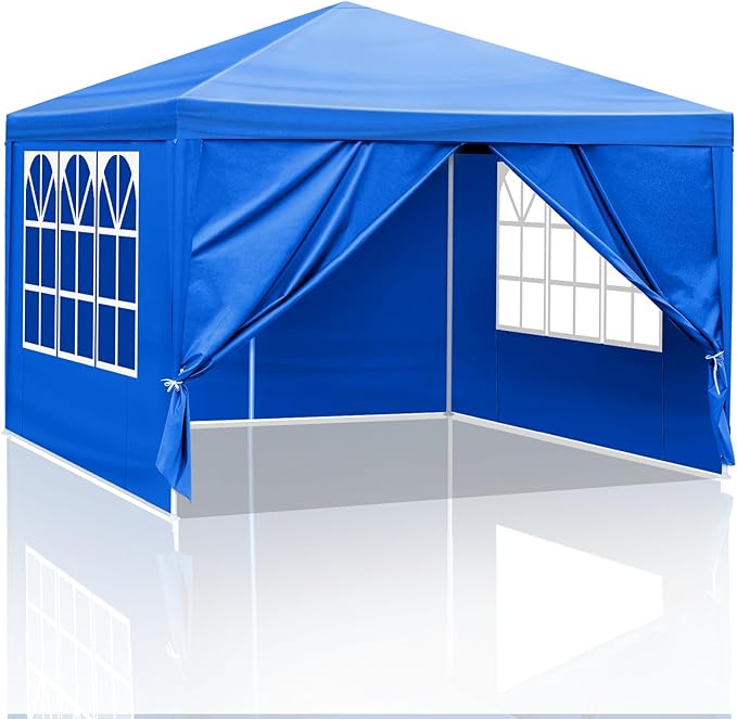 10'x10' Gazebo Waterproof Outdoor Canopy Patio Tent Party Tent for Wedding BBQ Cater Blue