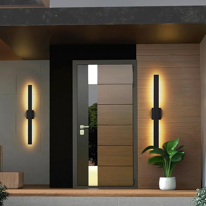 40.1inch Long Outdoor Modern LED Wall Light Waterproof IP65 Warm White Led Wall Mount Lighting Fixture Black Outdoor Wall Sconces Outside Lights for House Garage Front Door Patio 2Pack