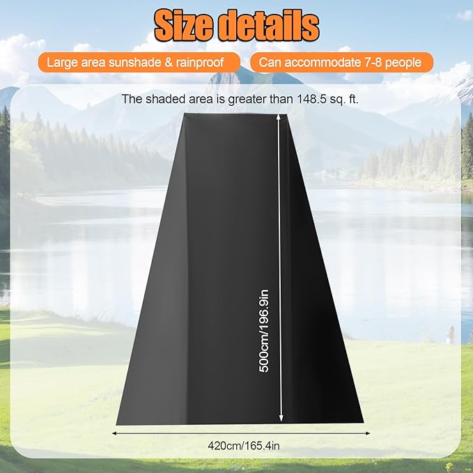 Car Awning Camping Tarp Tailgate 14x16FT SUV Tailgate Awning with Storage Bag for Overlanding Jeep Van Pickup Truck MPV Jeep
