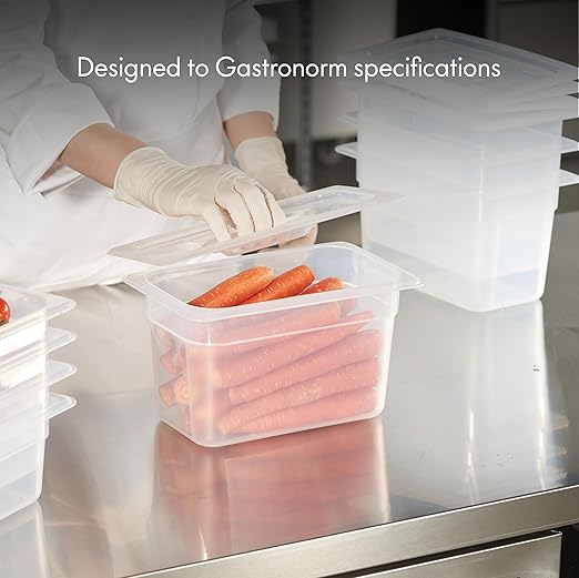 CURTA 4-Pack 1/4 Size 6 Deep Food Pan with Handled Lid – NSF Listed Commercial-Grade Translucent Polypropylene Stackable Freezer-Safe Storage for Restaurants Catering &amp Buffets