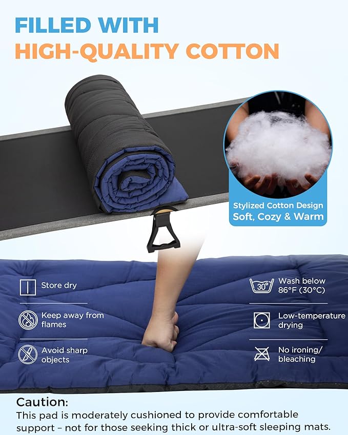 KingCamp Cot Mattress Pad Portable Lightweight Cot Mattress Non-Slip Camping Mat Soft Comfortable Non-Slip Cot Pad for Camp RV Bunk