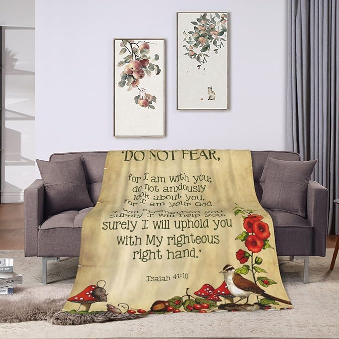 50X40 Bible Verse Isaiah 41 10 Do Not Fear Nature Lightweight Flannel Blanket - Soft and Breathable Polyester Suitable for Travel Camping and Home Decoration