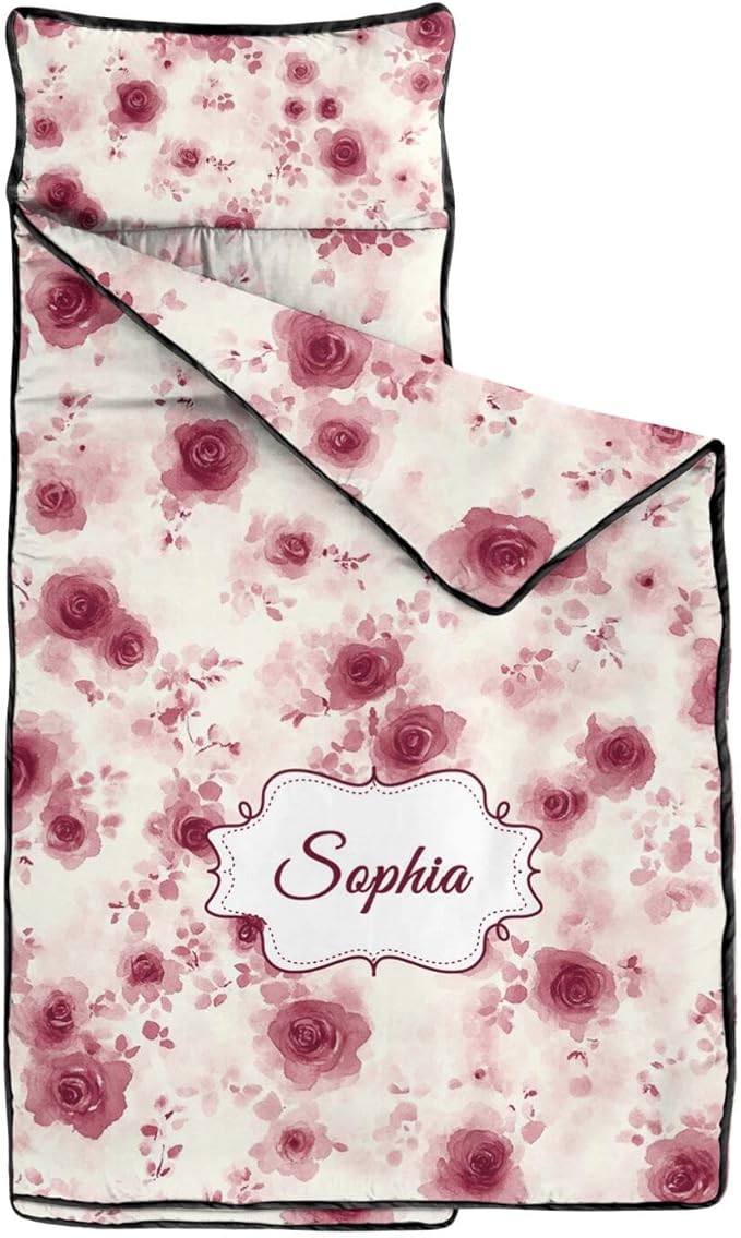 Custom Toddler Nap Mat with Name – Personalized Sleeping Bag for Kids with Pillow and Blanket Roll-Up Design