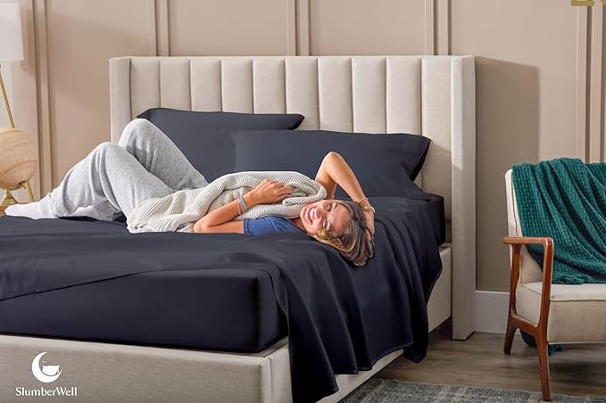 SlumberWell 4 Piece Luxury Soft Microfiber Fitted Bed Sheet Set for Campers 6 to 12 Inch Deep Pocket RV Bunk 35 x 79 Dark Grey