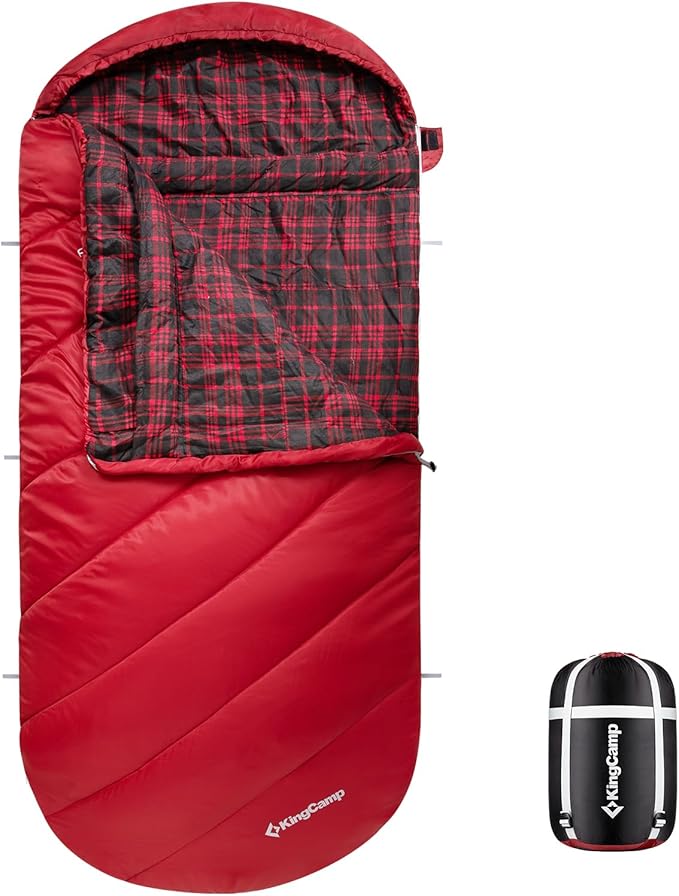 KingCamp Sleeping Bag for Adults Cold Weather &amp Warm Extra Wide Big &amp Tall XL Portable Waterproof Flannel Sleeping Bags Essentials Gear Accessories for Camping Backpacking Hiking Indoor &amp