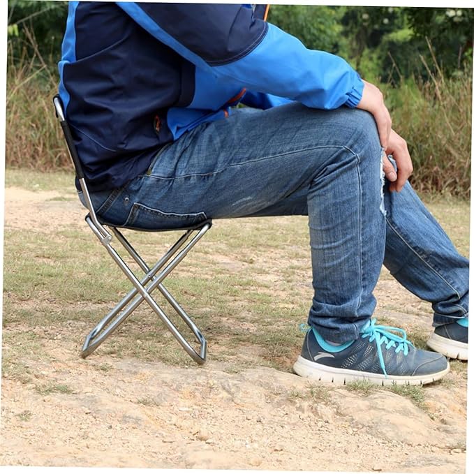 DECHOUS 100kg Folding Chair Backrest Portable Outdoor Stool Oxford Comfortable Breathable Easy-Clean Capacity Black