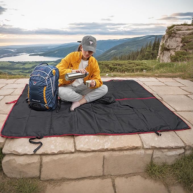 Camping Blanket Poncho Large Wearable Blankets 75 x 55 inch Cape Windproof &amp Water-Repellent Portable &amp Warm for Outdoor Sports Travel Car