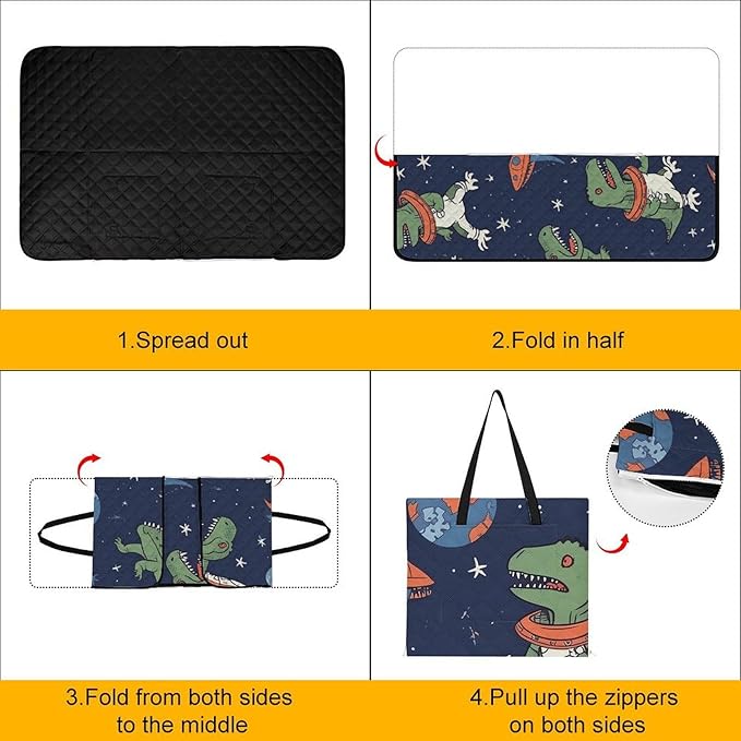 Zipper Funny Astronaut Dinosaur Rocket Style Picnic Mat Suitable for Travel Camping Park Or Home Use