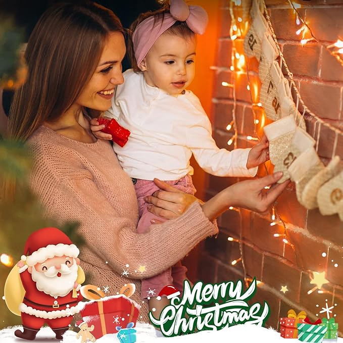 JMEXSUSS 33ft 100 LED Orange Christmas Lights Battery Operated Christmas Lights Orange String Lights with Remote Indoor Outdoor Waterproof for Fall Xmas Decorations (Pack of 2)