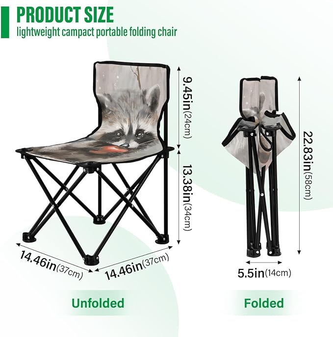 Poor Raccoon Portable Camping Chairs Folding Chair - Durable Oxford Fabric Lightweight Iron Frame Easy Fold Design - Ideal for Outdoor Activities Camping Fishing and Travel