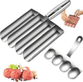 with Scraper Kitchen Meat Baller Tool 9.4-Inch Handle Food Scoop Set Quick Release Groove Design 4-in-1 Stainless Steel Meatball Maker for Fish Balls Shrimp Paste Rice Balls