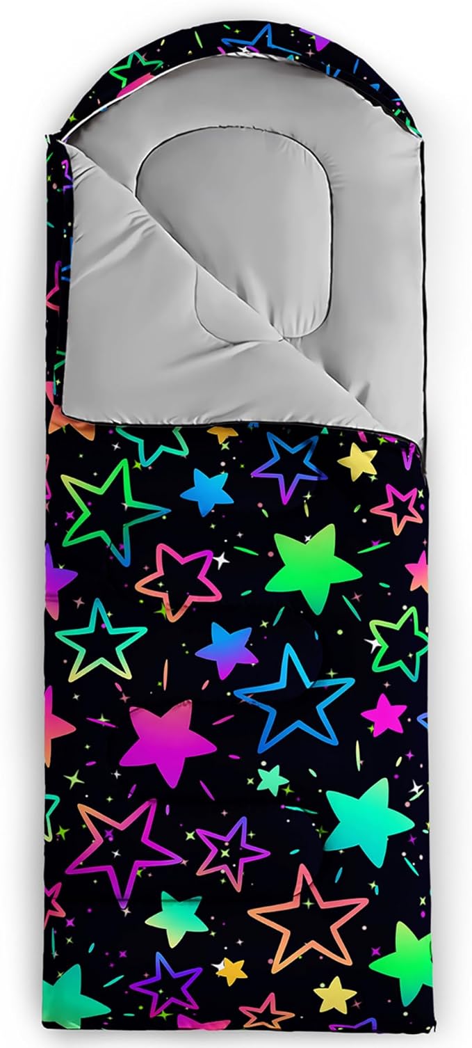 QOOMO Axolotl Cute Camping Sleeping Bags3 Season Warm &amp Cool WeatherLightweightWaterproof Sleeping Bags for Adults &amp KidsTravelingand Outdoors