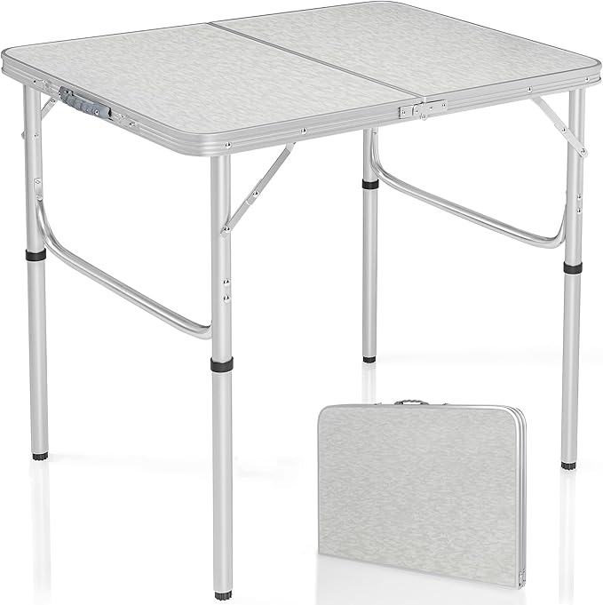 RedSwing Aluminum Folding Table 3 Feet Adjustable Height Lightweight and Portable Camping Table 36x24 Inches