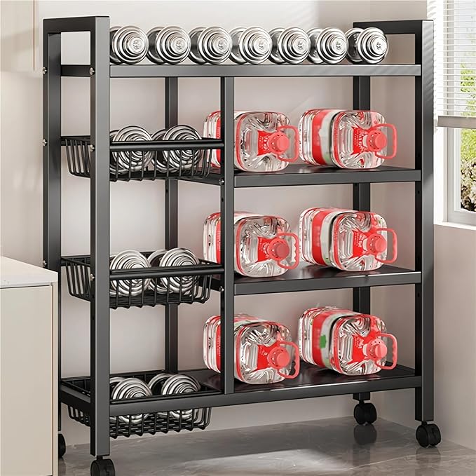 4-Tier Black Metal Removable Storage Rack Multi-Functional Organizer For Fruits &amp Vegetables In Kitchen Cabinets