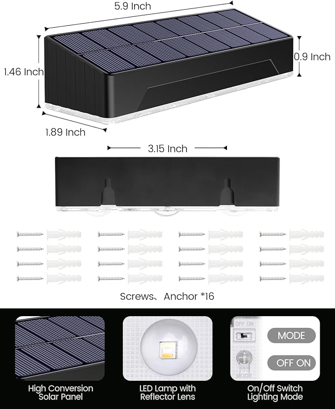 Solar Fence Lights Outdoor 2025 Upgraded Solar Fence Lights Have 3 x 70 Lumen Reflector Lenses and 12 RGB Patterns IP65 Waterproof Auto On/Off for Backyard Deck Steps Fence (8 Pack)