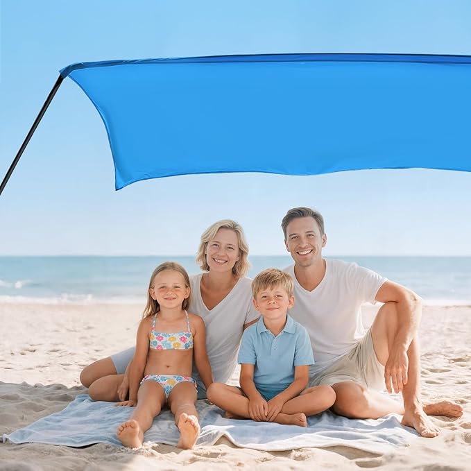 Shade Beach Tent Canopy for 3–6 People UPF 50+ UV Protection Sun Shade Lightweight 4 lbs Sets Up in 3 Minutes Portable Shelter for Beach Camping Fishing &amp Backyard Fun