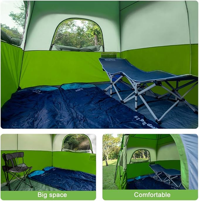 CAMPROS CP Upgraded 6/8 Person Camping Tents Waterproof Windproof Family Tent with Larger Mesh Windows &amp Door Double Layer Easy Set Up All-Season Dome Tent with Top Rainfly &amp Carry Bag