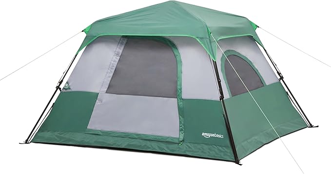 Amazon Basics Instant Camping Tent with Rainfly Weather-Resistant Quick Setup