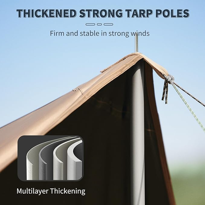 Naturehike Cloud Skies Camping Tent Tarp with Poles Waterproof PU 18000mm+ Rain Shelter Anti-UV UPF2000+ Camping Sun Shelter Canopy