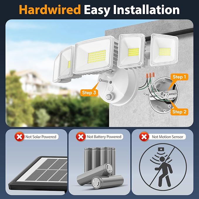 Onforu 120W 12000LM Dusk to Dawn Outdoor Lighting5 Heads Flood Lights Outdoor6500K Super Bright Automatic Outdoor LightingIP66 Waterproof Hardwired LED Security Lights for GarageYardOutside