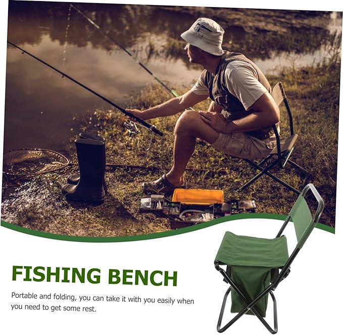 KICHOUSE Portable Folding Chair Back Support Compact Camping Stool for Hiking BBQ Fishing Outdoor