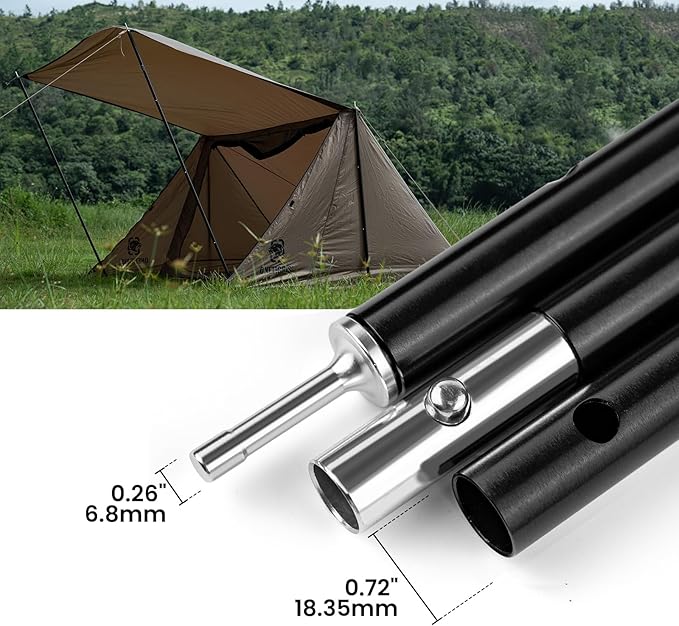 ONETIGRIS Upgraded Tent Poles – Set of 2 Adjustable Telescoping Tarp Poles Aluminum Replacement Poles for Tent Tarp Canopy Awning Shelter Heavy Duty Aluminum Alloy Camping Poles