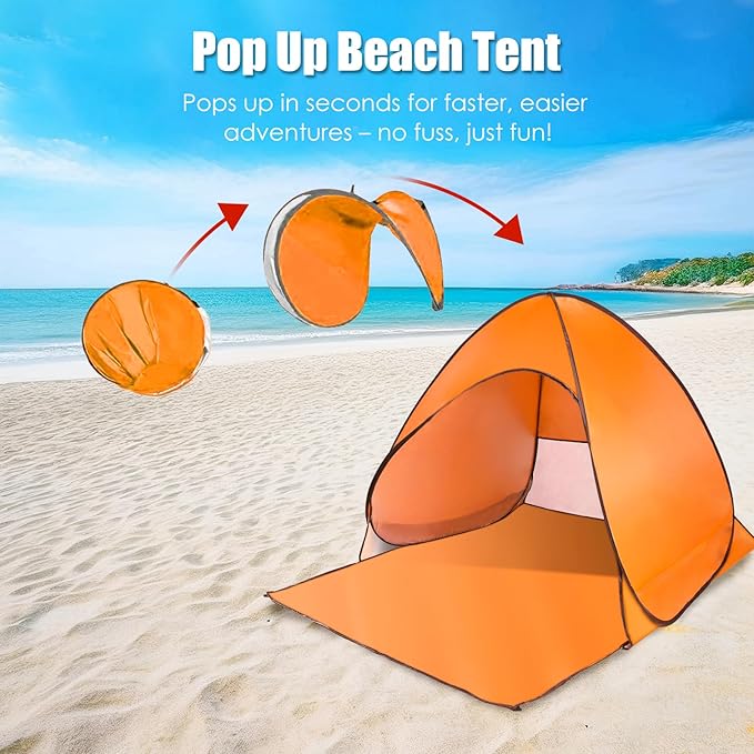Pop Up Beach Tent Sun Shelter for 2-3 Person Sun Shelter with UPF 50+ &amp Lightweight Portable Beach Tent Easy Pop Up for Outdoor Camping Fishing