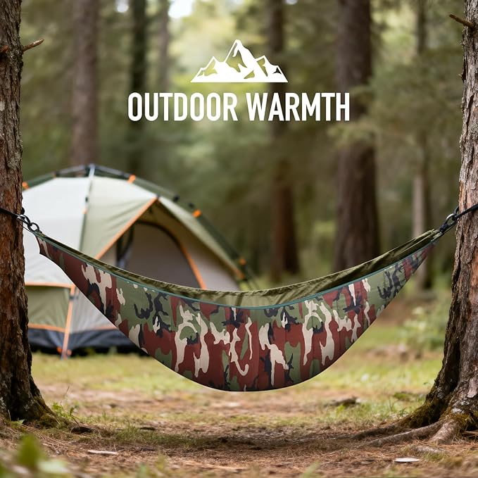 Hammock Underquilt Insulated Camping Quilt for Warm Sleeping Underquilt Easy to Setup and Packable for Camping Hiking Travel Beach Backyard Patio (Camouflage)