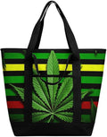 Insulated Shopping BagLarge Reusable Cooler Bags Weed Striped Printed Foldable Shopping BagTravel Waterproof Shoulder Bag