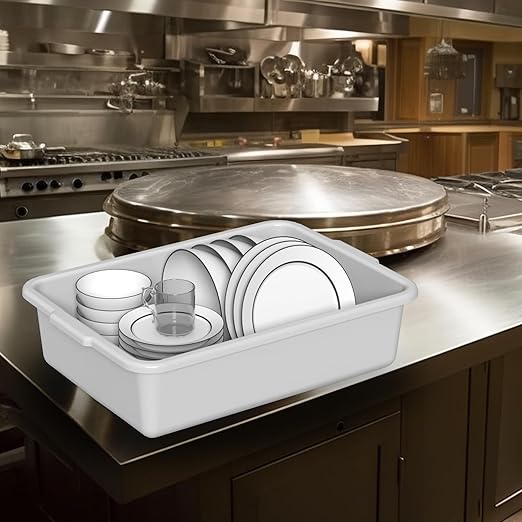 4-Pack 15 L Commercial Bus Tubs Restaurant Dish Bins Food Service Bus Tote Box Gray