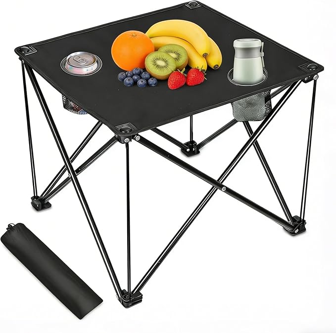 Moclever Foldable Camping Table – Ultralight Portable Table with Cup Holders &amp Carry Bag Perfect for Outdoor Adventures Picnic Beach BBQ Hiking &amp Home Use