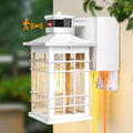 Porch Light with GFCI Outlets Built-in Motion Sensor Dusk to Dawn Outdoor Light Fixture Wall Lantern Aluminum Anti-rust Outside Wall Sconce Front Door White Exterior Wall Light for Patio Garage