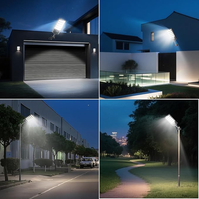 Solar Street Lights Outdoor Waterproof 20000LM 6500K Motion Sensor LED Flood Lights Dusk to Dawn Solar Lights with Remote Solar-Powered Parking Lot Light Commercial Area Lighting for Outside 2Pack