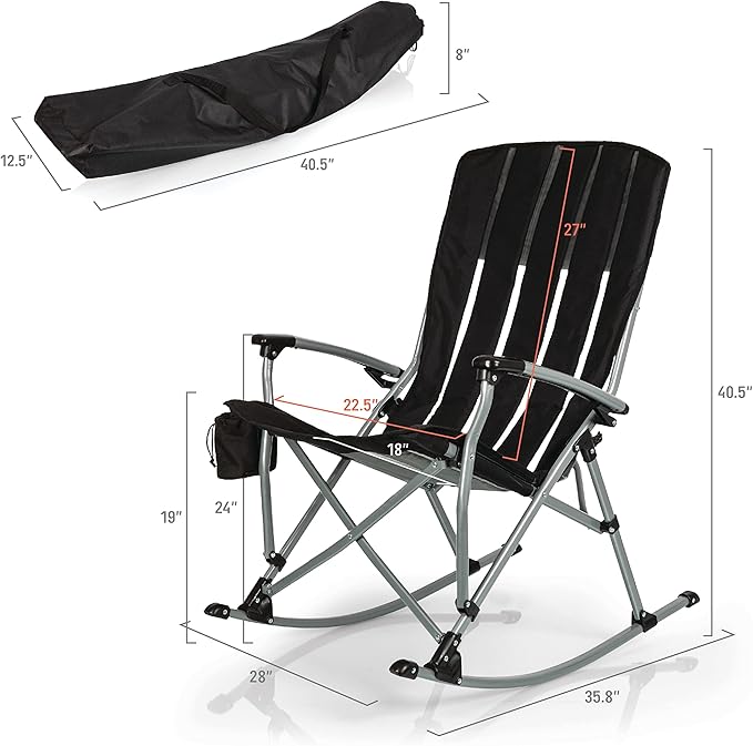 Picnic TIME NCAA Unisex-Adult NCAA Outdoor Rocking Camp Chair XL Heavy Duty Camping Chair for Adults