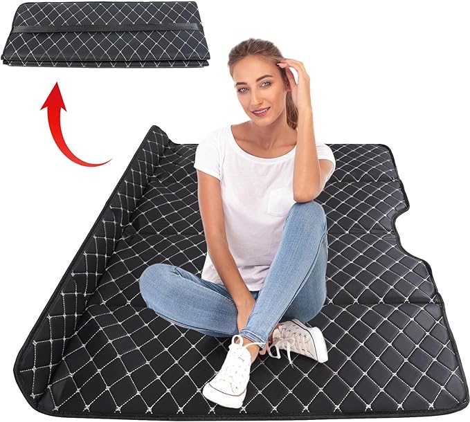 ETOYA Car Rear Seat Mattress Extension Plate 130 * 80CM Foldable Car Back Seats Extender PU Leather + Sponge Material for Sleeping Camping &amp Road Trips