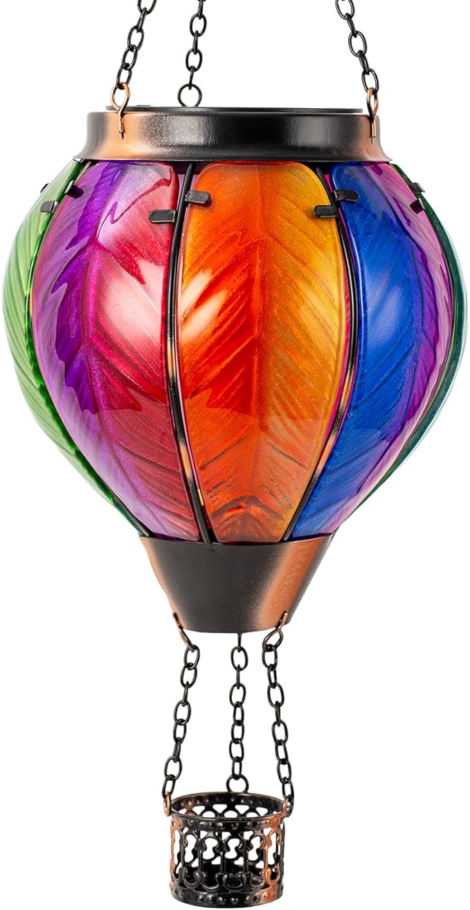 Solar Hot Air Balloon Lantern with Flame Outdoor Lights Solar Lantern Gardening Gifts for Mom Grandmom Hanging Hot Air Balloon Lights Outdoor Waterproof Decor for Patio