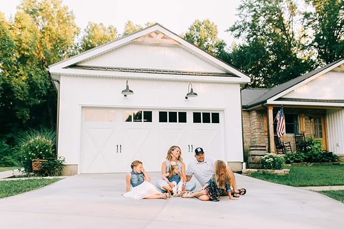 Steel Lighting Co. Gardena Barn Light | Outdoor Wall Mounted | 16 Dome | 11 Gooseneck | Farmhouse Light Made in America | Black Exterior/White Interior