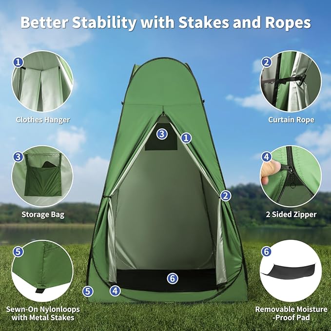 Pop Up Privacy Shower Tent Outdoor Portable Changing Tent Camping for Camping Beach Toilet Shower Bathroom Changing Room Sun Shelter with Window with Carry Bag