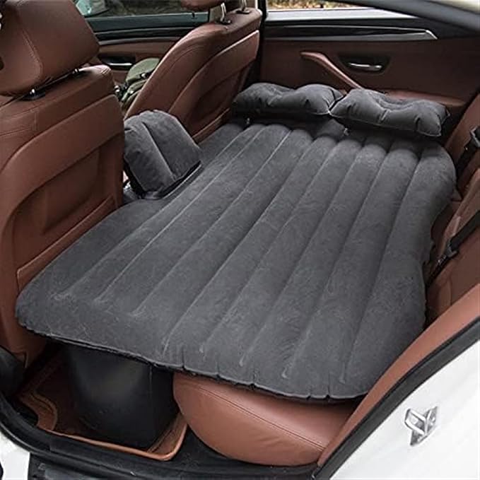 Car Inflatable Mattress Car Camping Travel Mattress Car Trunk Inflatable Mattress Portable Inflatable Mattress Suitable for All Car Models (Black)