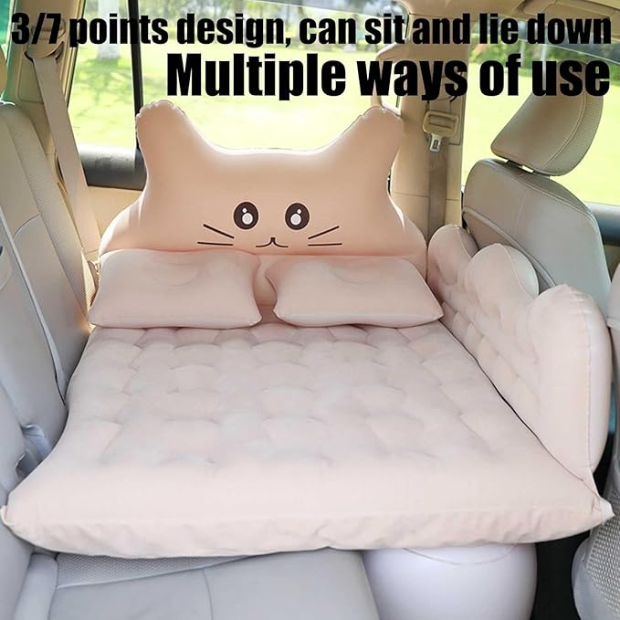 Car Inflatable Mattress with Pump Portable SUV Air Bed for Camping &amp Travel Grey