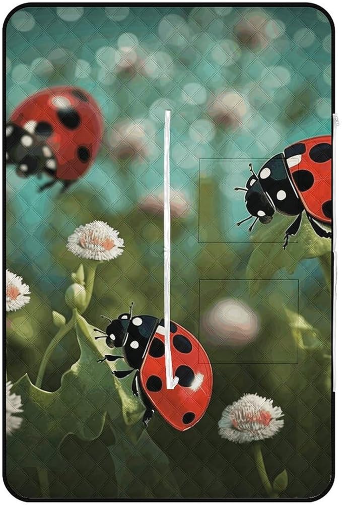 Zipper Ladybug Landscape Style Picnic Mat Suitable for Travel Camping Park Or Home Use