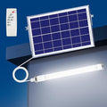 MEIHONG Solar Powered Shop Light with Dusk to Dawn Sensor IP65 Waterproof Outdoor Shop Light Solar Indoor Lights with Timer &amp Remote for Garage Barn House Coop - Daytime Available