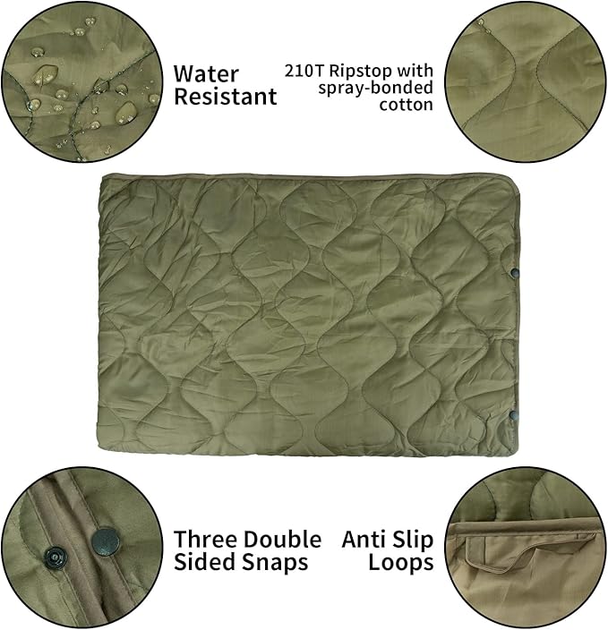 LOOGU Camo Blanket Waterproof Insulation Poncho Liner for Outdoor Camping Hiking Hunting Survival Backpacking Picnicking