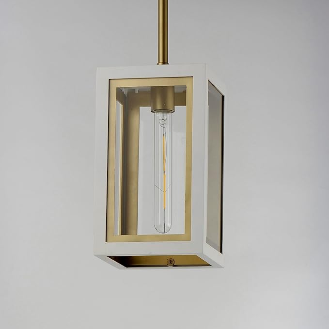 Maxim Lighting 30051CLWTGLD I Neoclass Collection 12 Inch One Light Outdoor Ceiling Pendant I White &amp Gold Finish I Modern Contemporary Light Fixture I Adjustable Height I