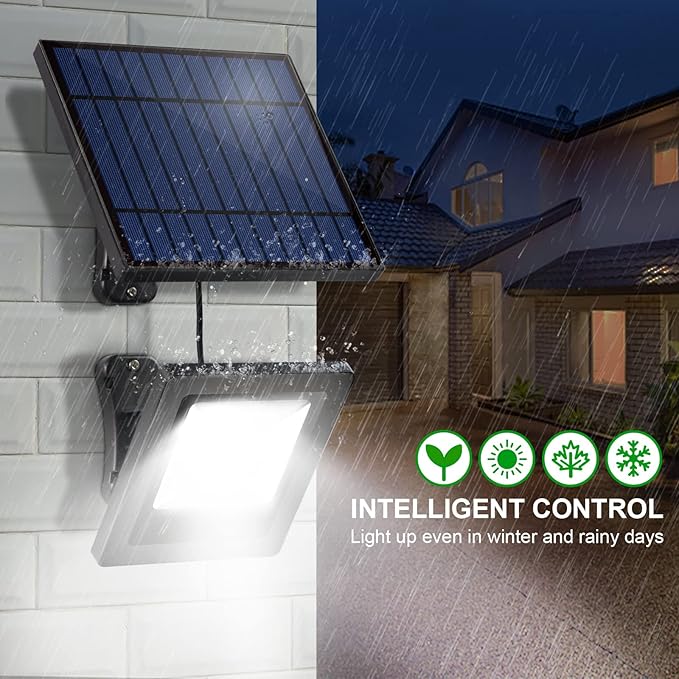 Solar Lights Outdoor 6500K Cool White Solar Flood Lights Waterproof Dusk to Dawn Solar Powered Security Spot Lights for Porch Patio Yard Garage 1 Pack