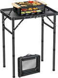 EYPINS 2ft Folding Grill Table with 3 Adjustable Heights Max 27.6''Aluminum Heat-Resistant Cooking Camping TableLightweight Portable Side Table with Handle for Outside Patio BBQBlack 22.8''x15.7''
