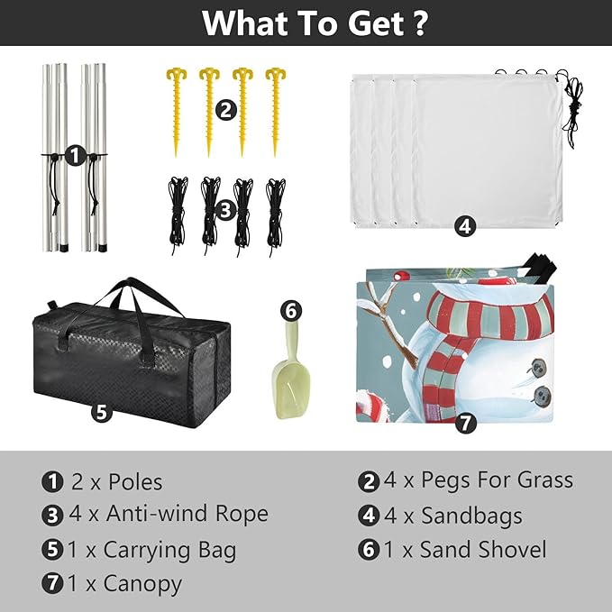 ALAZA Christmas Snowman Cardinal Bird Beach Tent Sun Shelter UPF50+ Protection Beach Shade Canopy w/ 4 Sandbags for Outdoor Camping Fishing Backyard Fun Picnic 10x9 ft