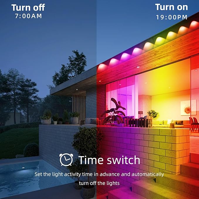 Permanent Outdoor Eaves Lights IP67 Waterproof Smart LED Light with App Control Remote RGB String Lights for Christmas Holiday DIY House Roof Garden Decor Lighting - 100FT